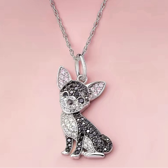 Black Chihuahua Rhinestone Necklace - Picture 4 of 7